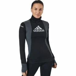Adidas Blocked Longsleeve Tee Women Black / Grey Six