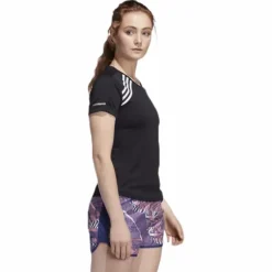 Adidas Run 3 Stripes Tee Women Black