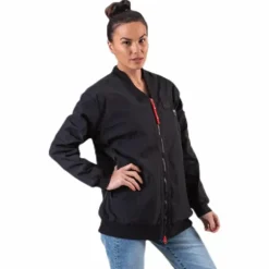 Adriana Lima Long Bomber Jacket Black