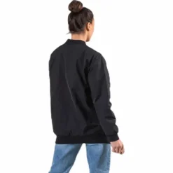 Adriana Lima Long Bomber Jacket Black