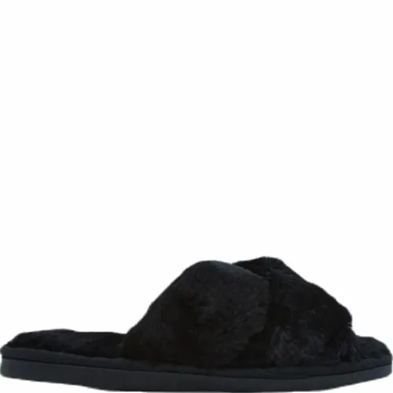 Alie Fluffy Slippers Black