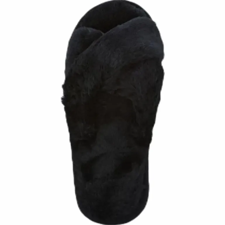 Alie Fluffy Slippers Black