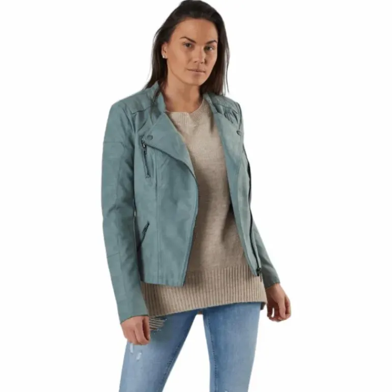Ava Faux Leather Biker Otw Green