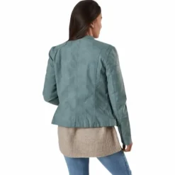 Ava Faux Leather Biker Otw Green