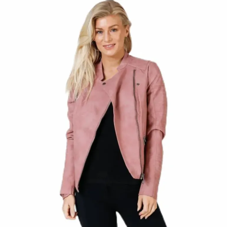 Ava Faux Leather Biker Otw Pink