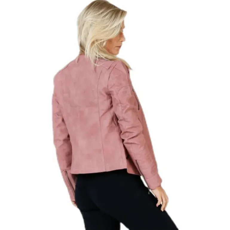 Ava Faux Leather Biker Otw Pink