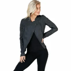 Ava Faux Leather Biker Otw Black