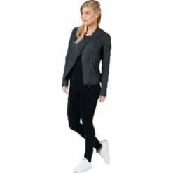Ava Faux Leather Biker Otw Black