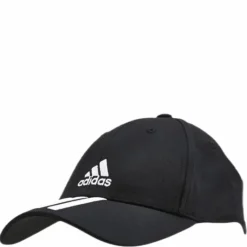 Baseball 3 Stripes Cap Cotton Twill Black / White / White