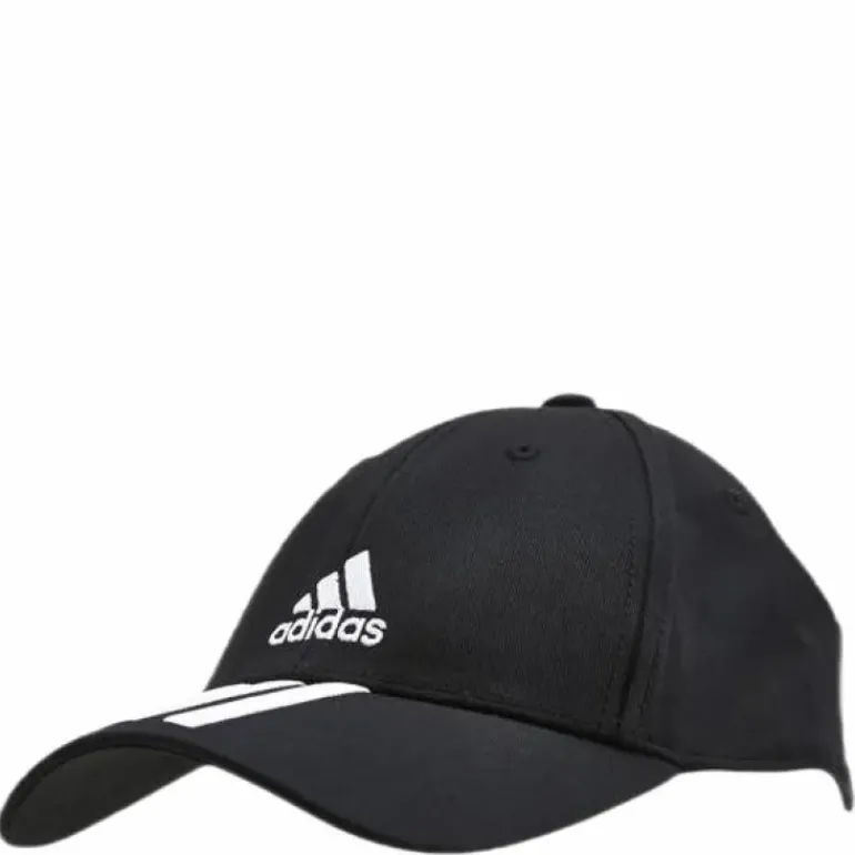 Baseball 3 Stripes Cap Cotton Twill Black / White / White