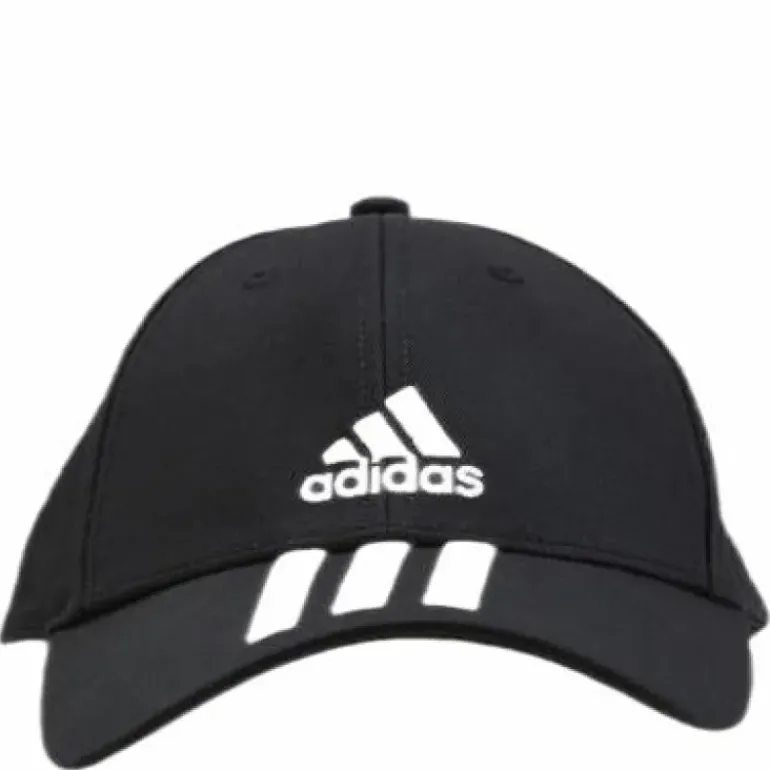 Baseball 3 Stripes Cap Cotton Twill Black / White / White