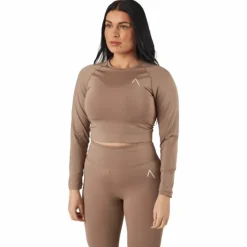 Blacc Recy Long Sleeve Top Taupe Grey