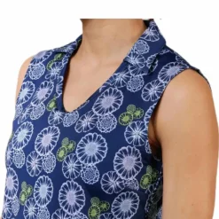 Blossom Sleeveless Polo Blue/Patterned