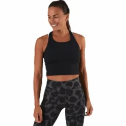 Bold Rib Crop Tank Black