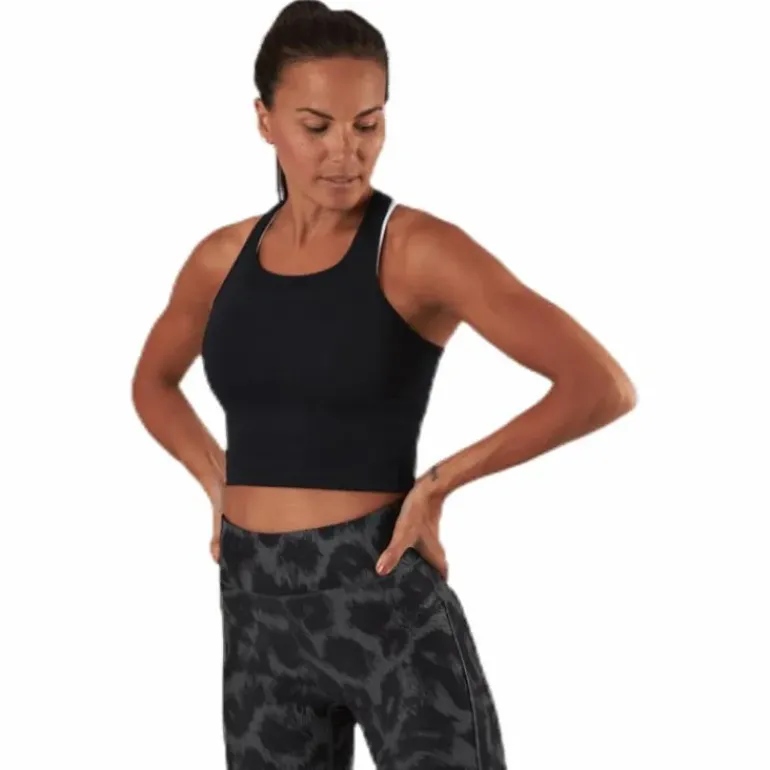 Bold Rib Crop Tank Black
