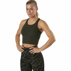 Bold Rib Crop Tank Forest Green