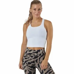Bold Rib Crop Tank White