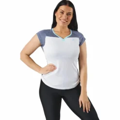Cap Sleeve Top Play White Blue