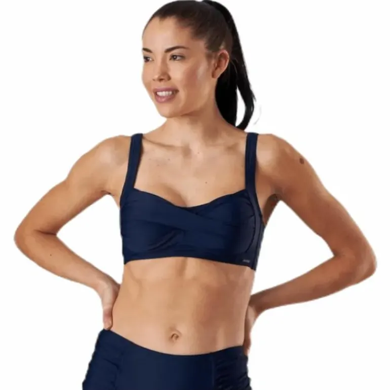 Capri Twisted Solid Soft Bra Blue