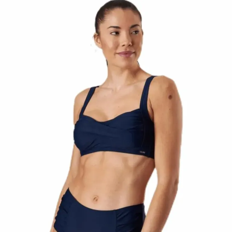 Capri Twisted Solid Soft Bra Blue
