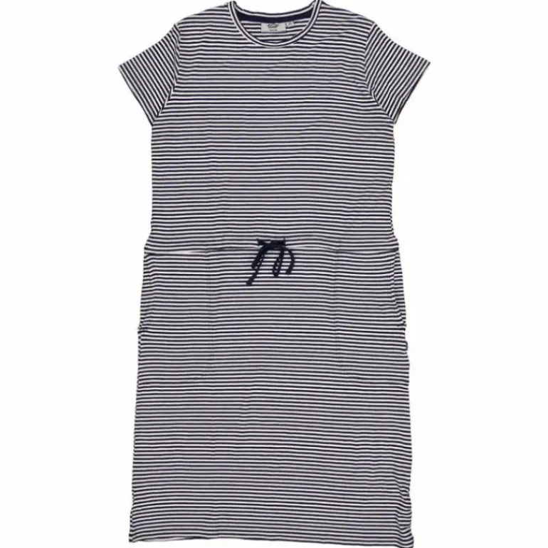 Carmen Dress Navy Stripes