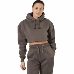 Chill Lounge Cropped Hoodie Taupe