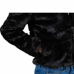 Chris Fur Hooded Jacket Otw Black