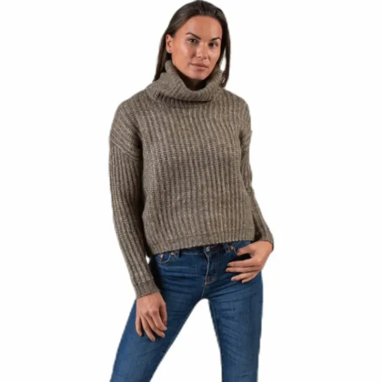 Chunky L/S Rollneck Pullover Beige
