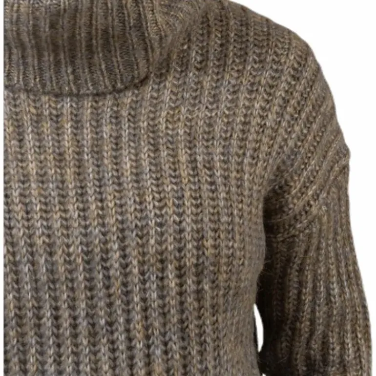 Chunky L/S Rollneck Pullover Beige