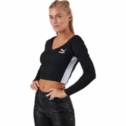 Classics Ribbed Longsleeve Cropped Top Black