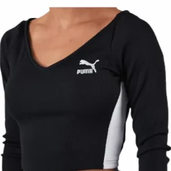 Classics Ribbed Longsleeve Cropped Top Black