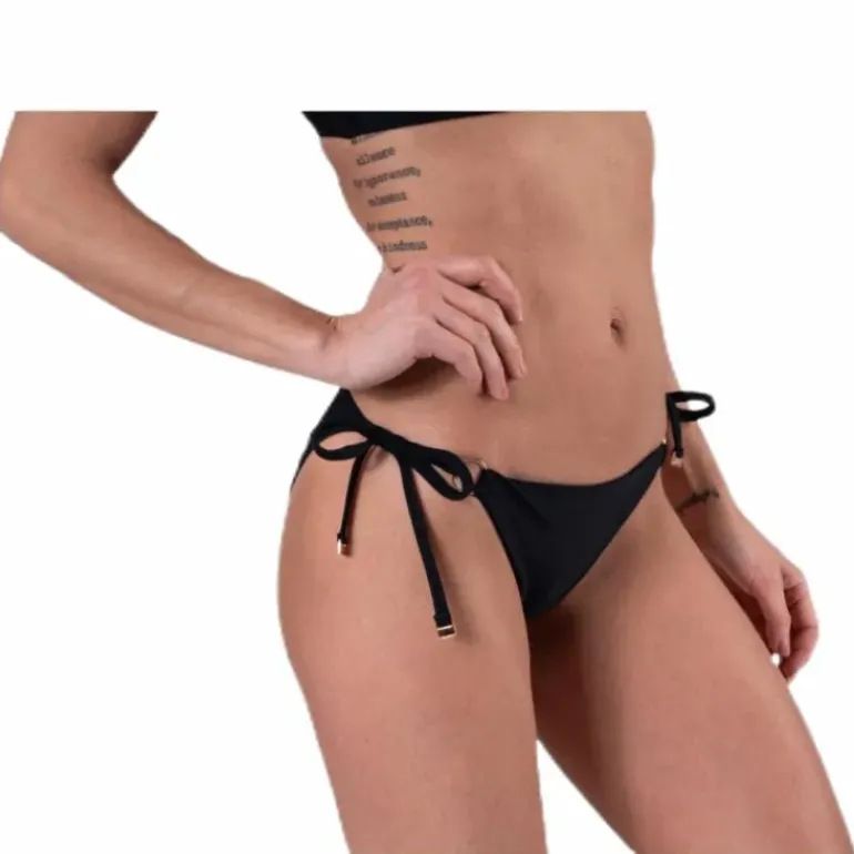 Core Solid String Side Tie Bikini Black