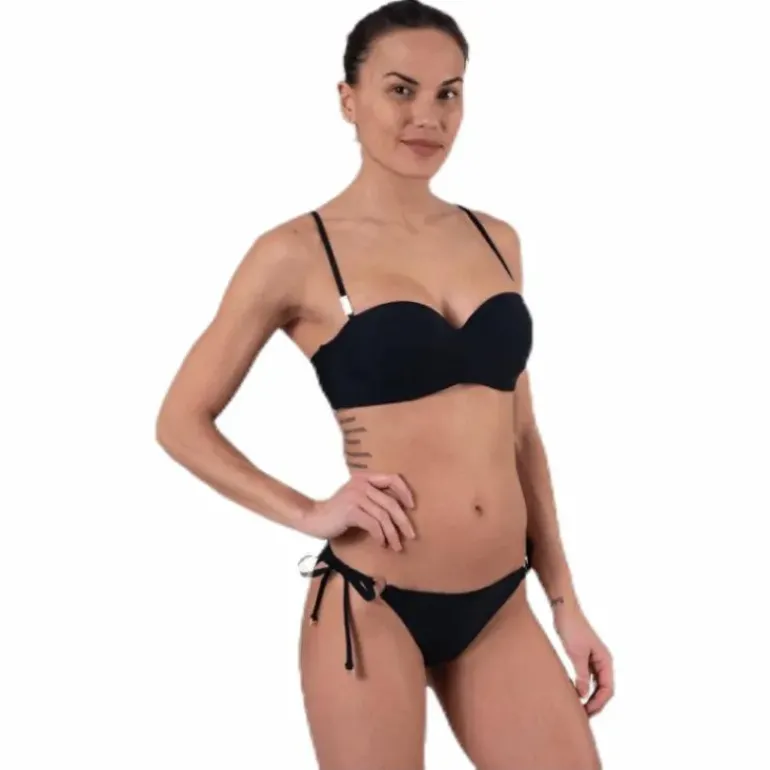Core Solid String Side Tie Bikini Black