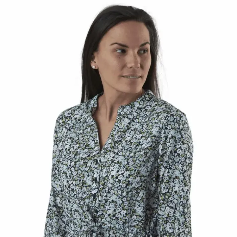 Cory L/S V-Neck Tunic Wvn Blue