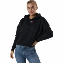 Cropped Hoody Flag Logo Black