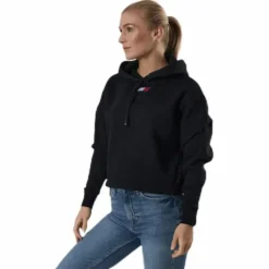 Cropped Hoody Flag Logo Black