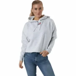 Cropped Hoody Flag Logo Grey