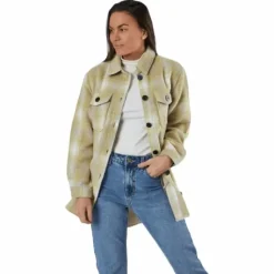 Deena-Oma L/S Check Shacket Cc Pnt White