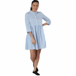 Ditte Life Stripe 3/4 Dress W White