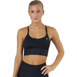Dri-FIT Indy Women's Light-Support Padded Longline Sports Bra BLACK/WHITE