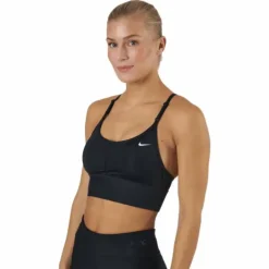 Dri-FIT Indy Women's Light-Support Padded Longline Sports Bra BLACK/WHITE