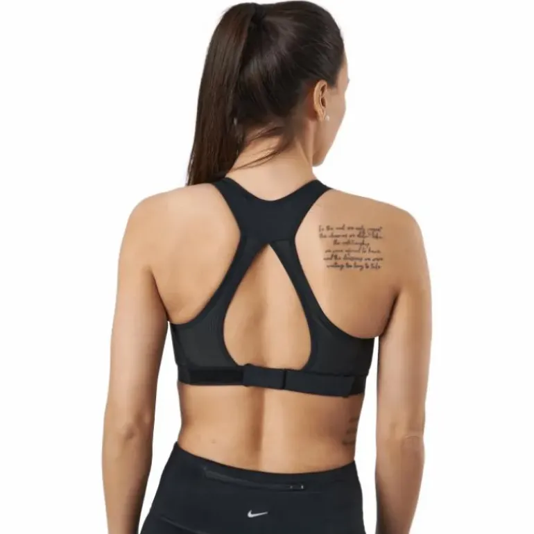 Dri-FIT Swoosh Women's High-Support Non-Padded Adjustable Sports Bra BLACK/BLACK/DK SMOKE GREY/WHITE