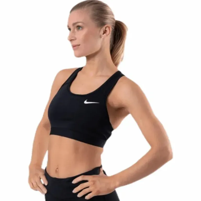 Dri-FIT Swoosh Women's Medium-Support Non-Padded Sports Bra BLACK/BLACK/WHITE