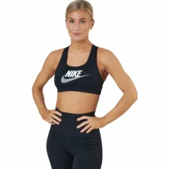 Dri-FIT Swoosh Women's Medium-Support Graphic Sports Bra BLACK/WHITE/PARTICLE GREY