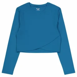 Ella Overlap Long Sleeve Top Blue Coral