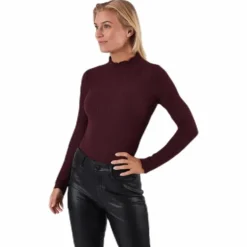 Emma L/S High Neck Top Jrs Brown