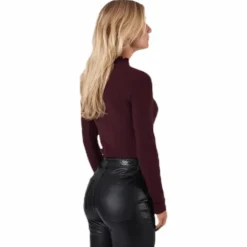 Emma L/S High Neck Top Jrs Brown
