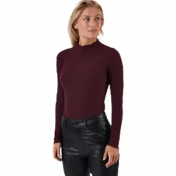 Emma L/S High Neck Top Jrs Brown