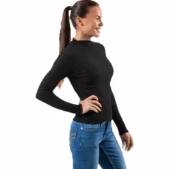 Emma L/S High Neck Top Jrs Black
