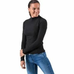 Emma L/S High Neck Top Jrs Black
